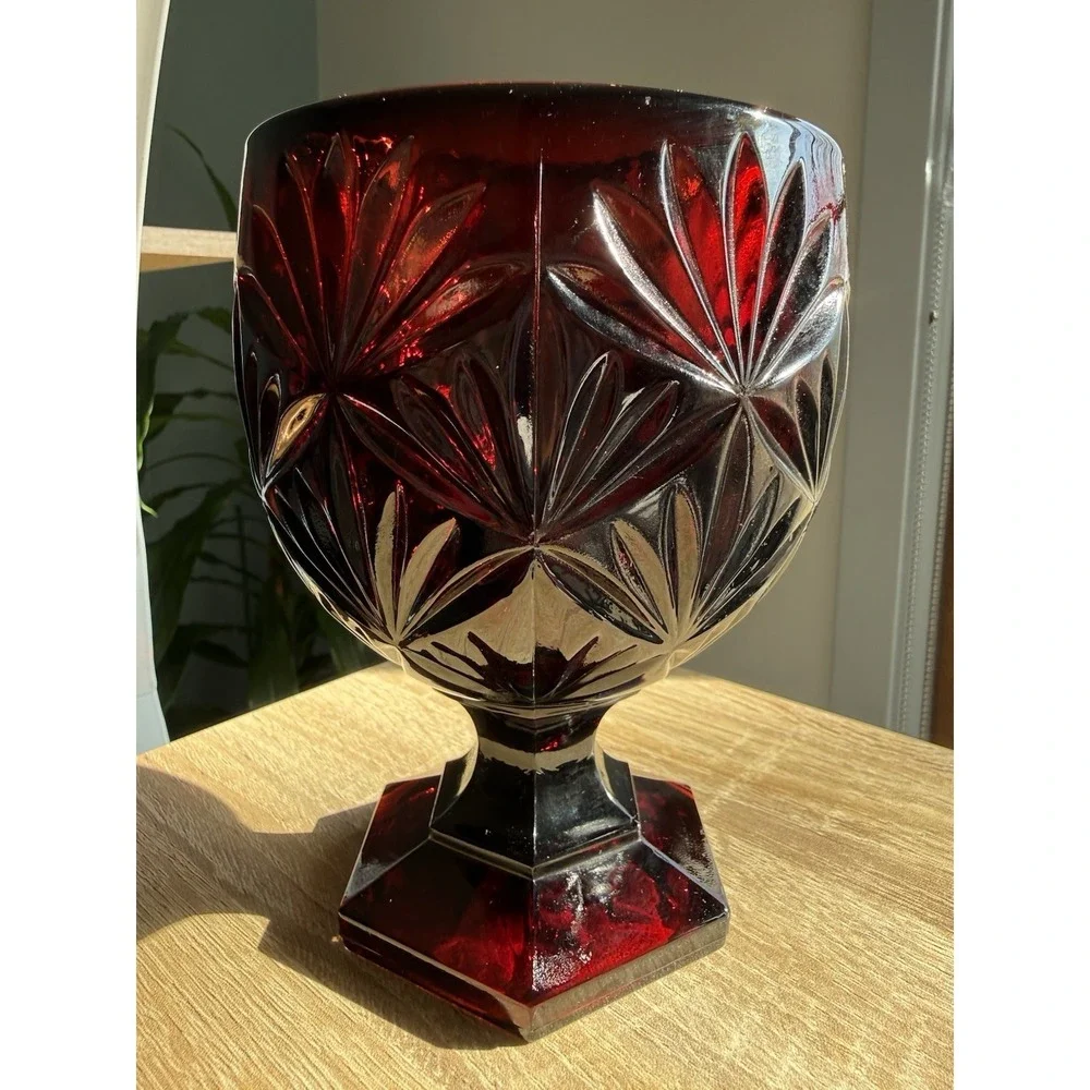 Vintage‎ Luminarc Arcoroc France Red Ruby Glass Pedestal Candy Dish Goblet